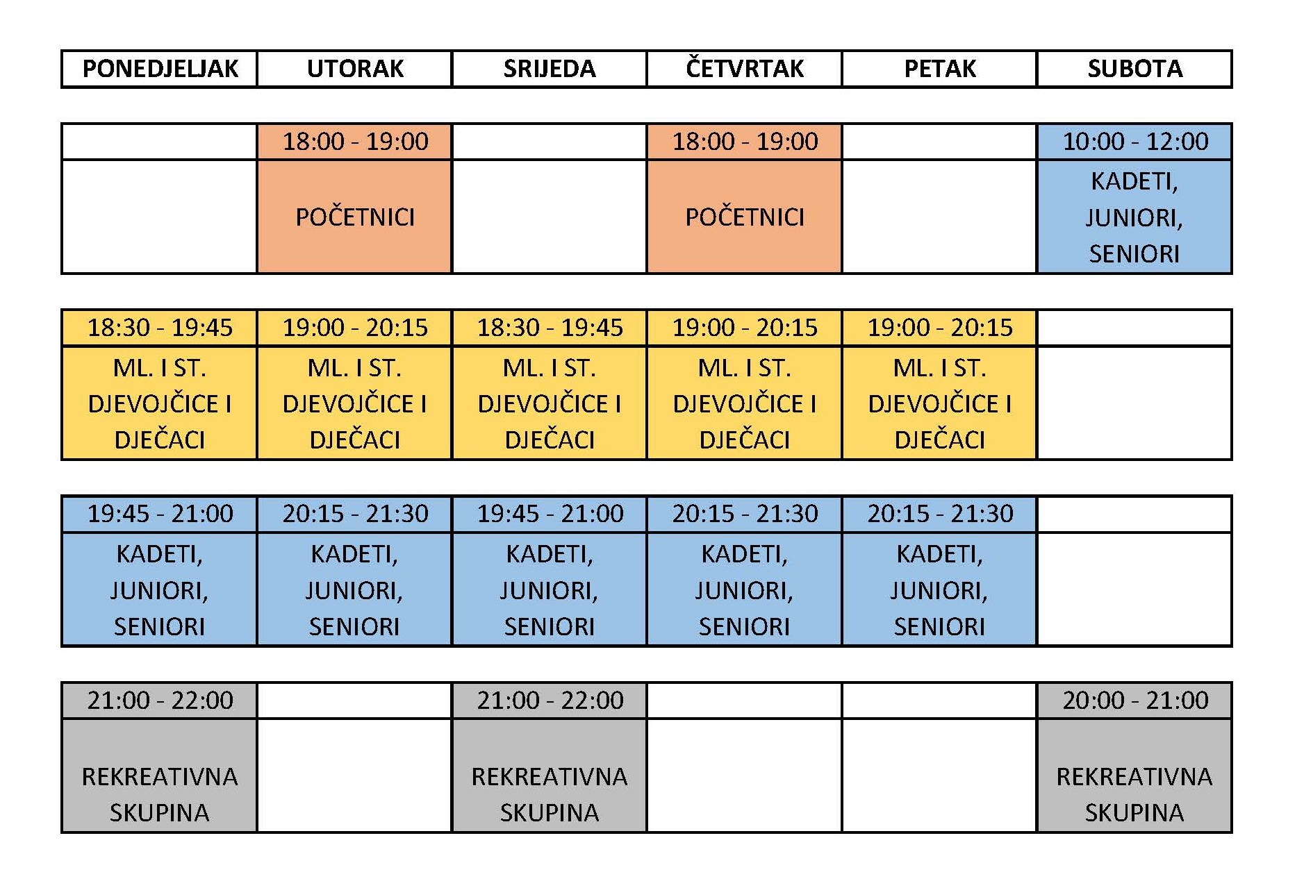 raspored treninga 09.2024